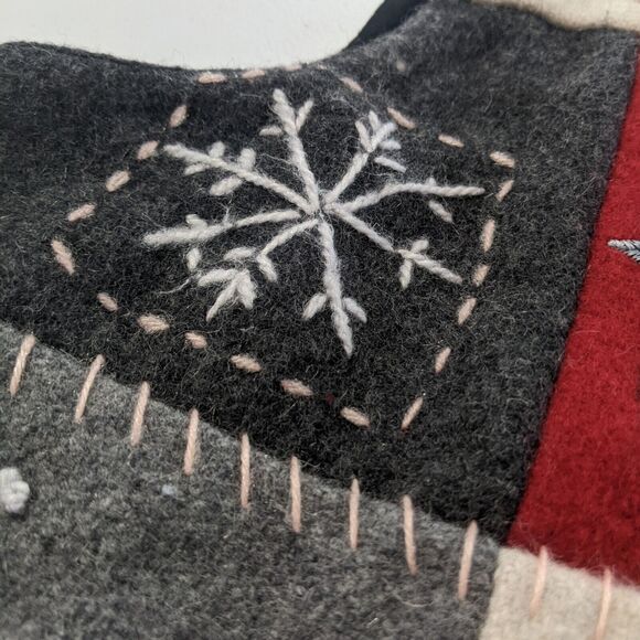 Vintage Christmas Patchwork Vest Wool Reindeer Womens S Small Holiday Snowflakes - Picture 5 of 7